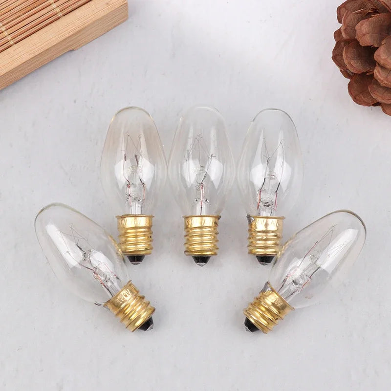 10-Pack E12 C7 7W Tungsten Bulbs 120V 2700K Warm White Decorative Decorative Tungsten Bulbs Peaceful Pleasures Health and Wellness