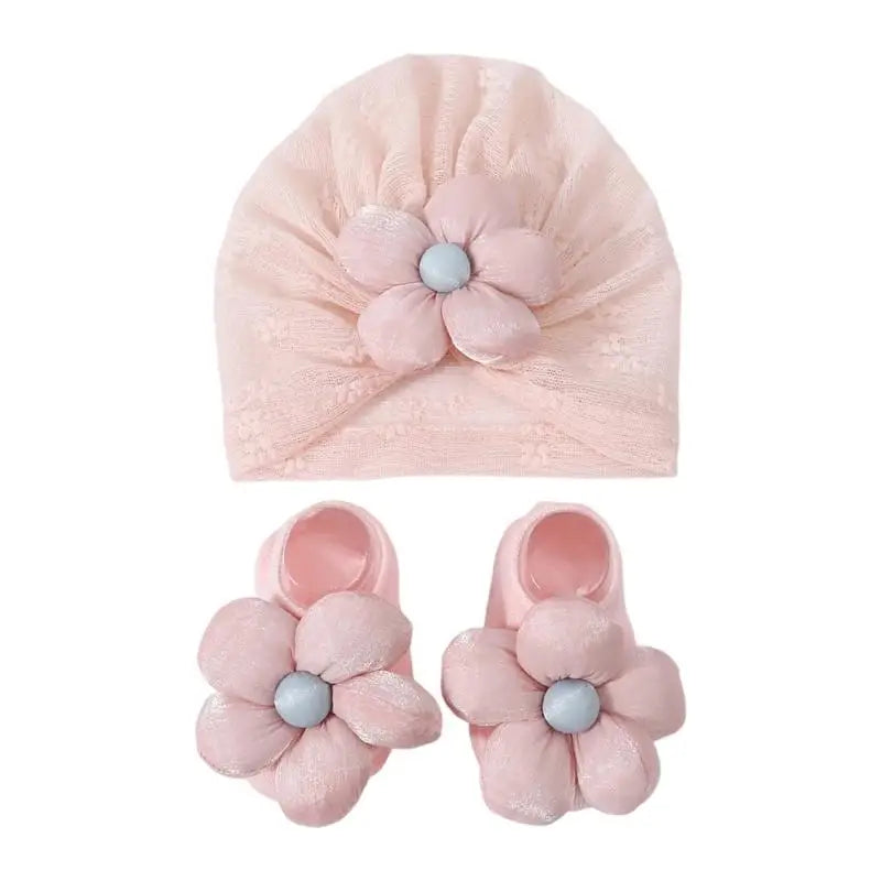 Newborn Baby Bonnet Hat & Socks Set | Soft Knit 0-12 Months