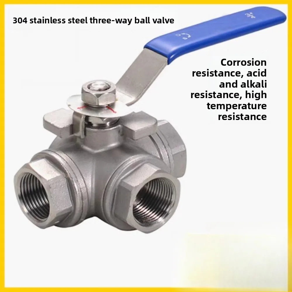 304 SS BSP Female 3-Way Ball Valve T/L Type Full Port | DN15–DN25