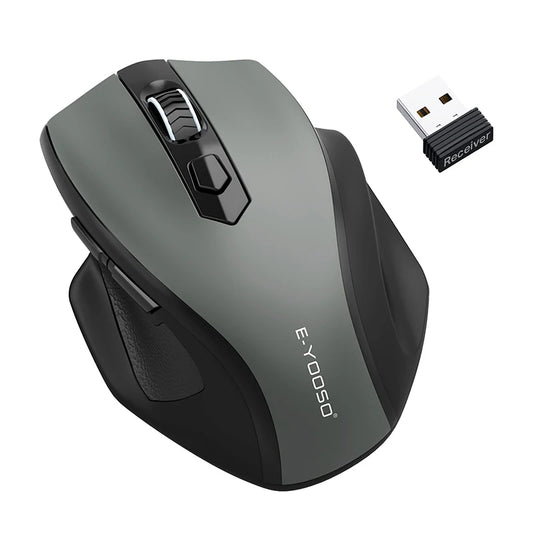 E-YOOSO 2.4G Wireless Ergonomic Mouse with Built-in USB Receiver, 5-Level 4800 DPI Portable Optical Mouse for PC Laptop Computer Peaceful Pleasures Health and Wellness