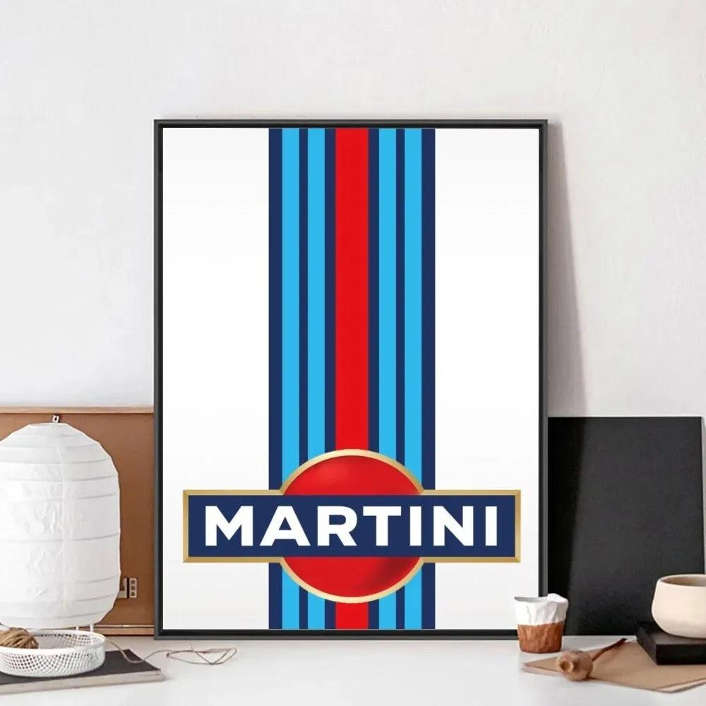Martini Racing Retro Poster Canvas Painting Bar Retro Poster Mural Modern Home Living Room Bedroom Study Decorative Art Peaceful Pleasures Health and Wellness