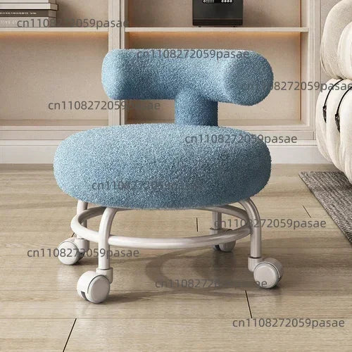 Lamb Wool Rolling Low Stool – 8 Colors, Carbon Steel Frame