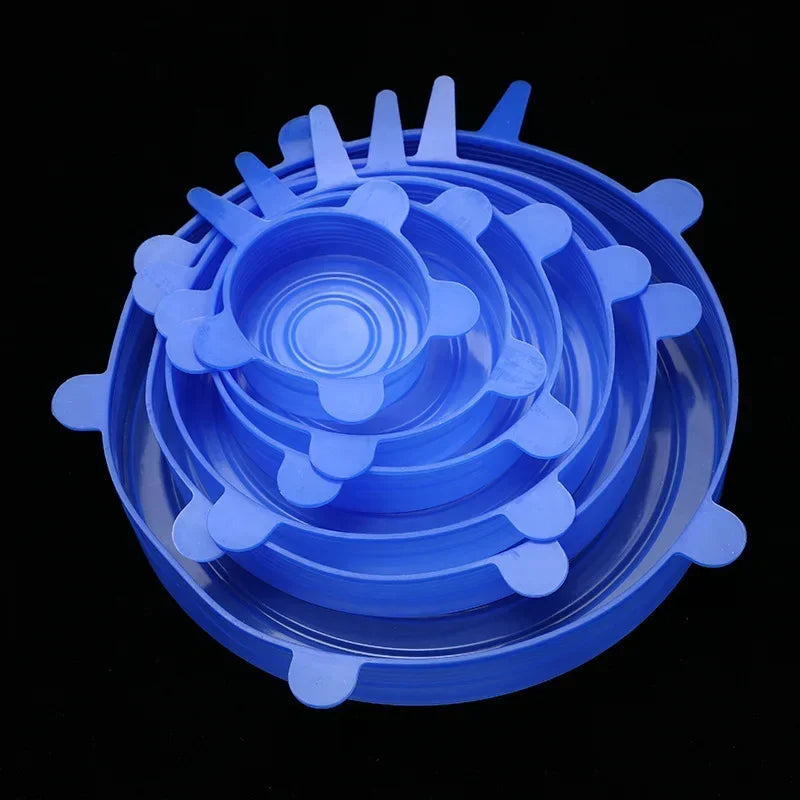 6-Pack Adjustable Silicone Stretch Food Lids | Universal Covers