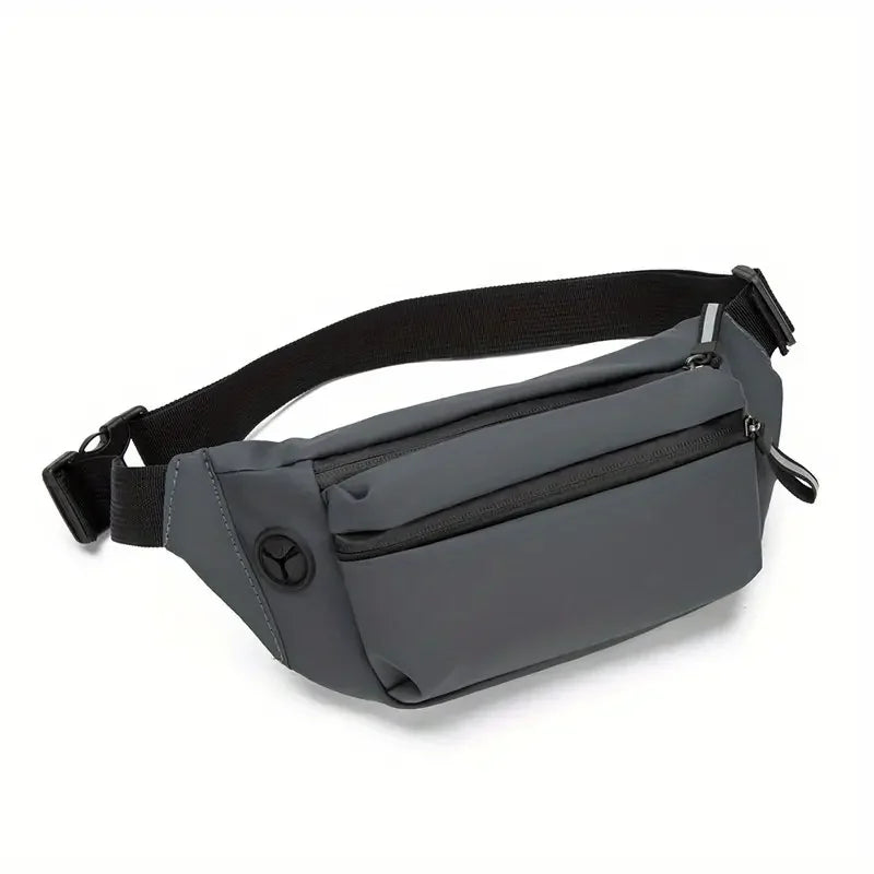 Casual Tactical Waist Bag With Zipper -Men'S Solid Multi-functional Storage for Outdoor Camping, Running, and Sports Training Peaceful Pleasures Health and Wellness Gray