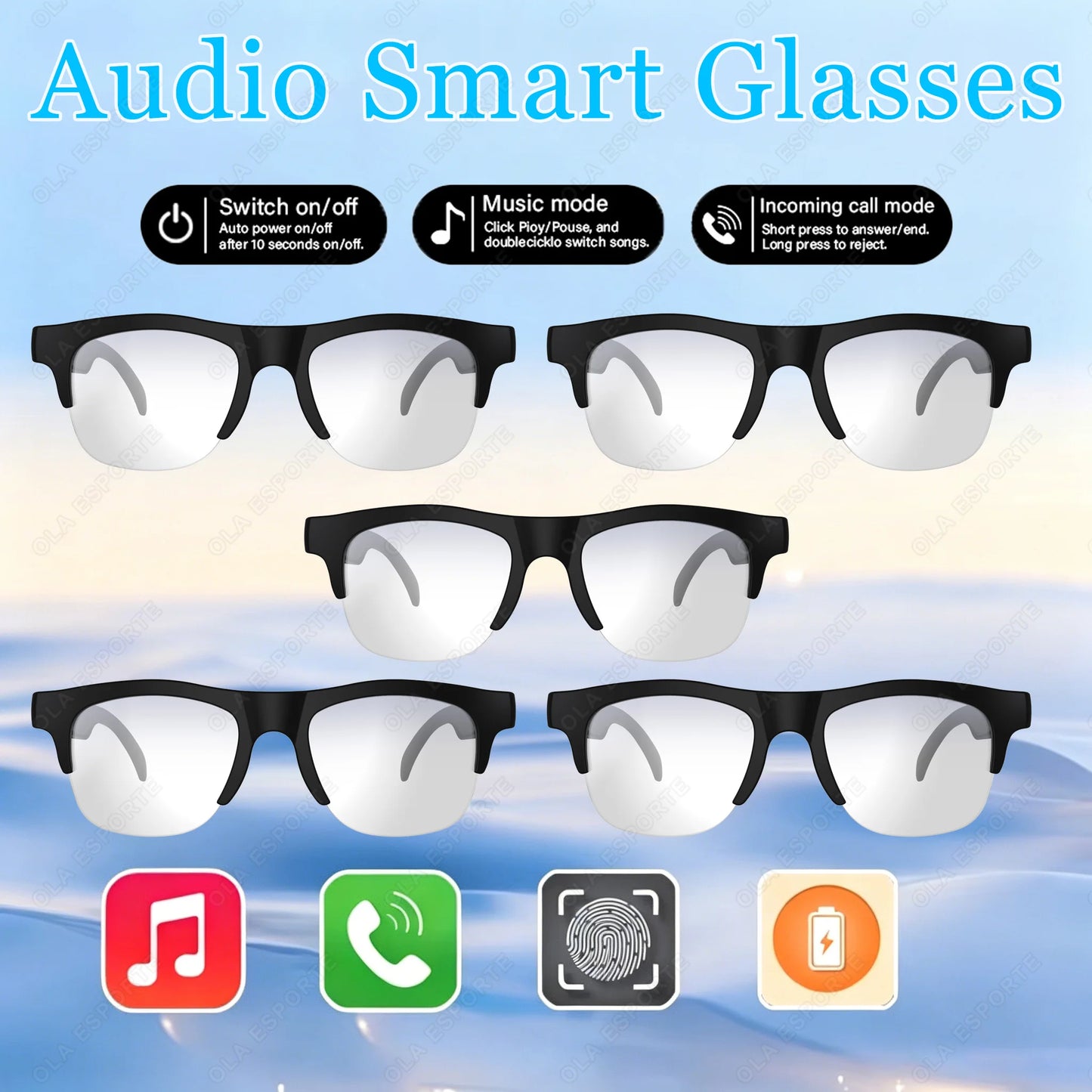 AI Smart Sunglasses – Bluetooth 5.3, UV Protection & Voice Control