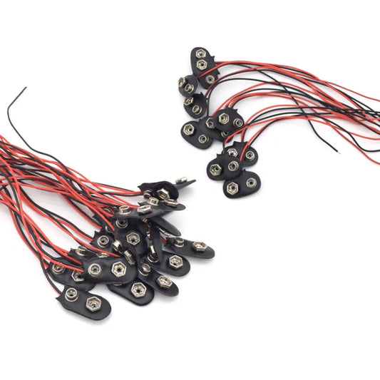 100PCS 9V Volt Battery Snap Connector Clip with Lead Wire 150MM Cable Peaceful Pleasures Health and Wellness