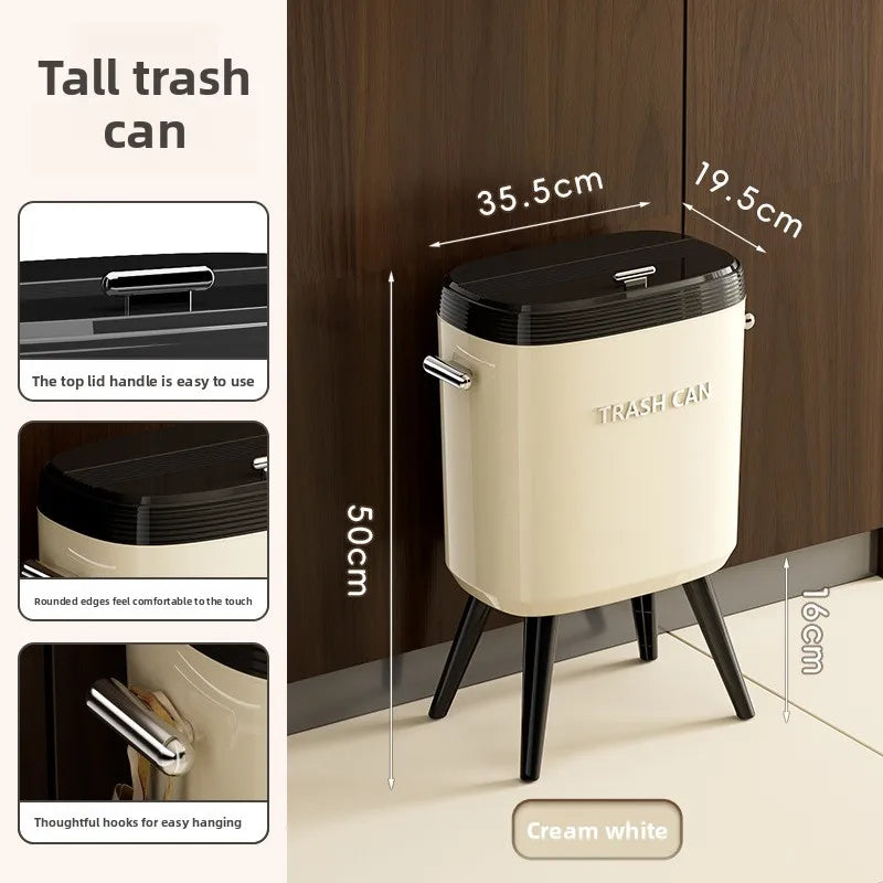 Large Kitchen Trash Can with Wheels & Lid | Tall Pedestal