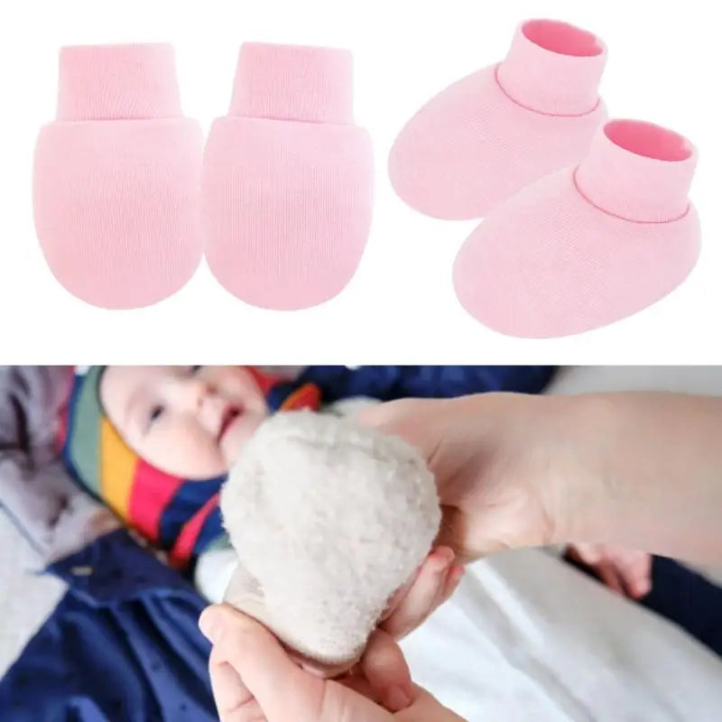 Baby Anti-Scratch Gloves & Socks 4-Set | Soft Cotton Newborn