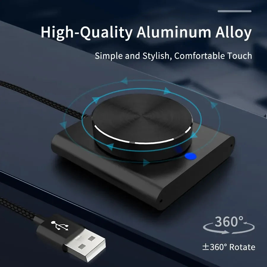 USB Volume Control Knob Adjuster Multimedia Controller Knob 1 Key Mute Pause Function for PC Support Windows iOS Android Linux Peaceful Pleasures Health and Wellness