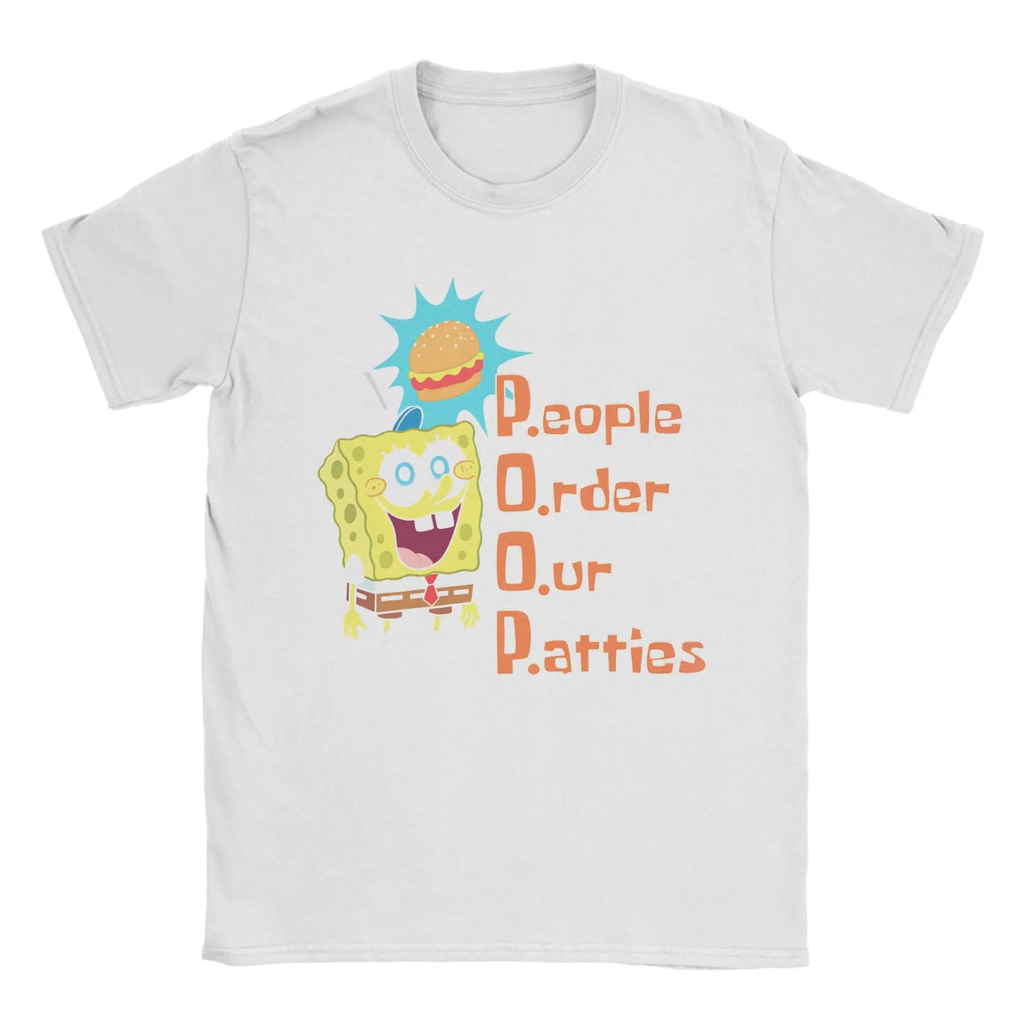 S-Spongebobs Men's T Shirt Novelty Tee Shirt Short Sleeve Round Neck T-Shirt 100% Cotton Summer Clothes Peaceful Pleasures Health and Wellness WHITE 4XL
