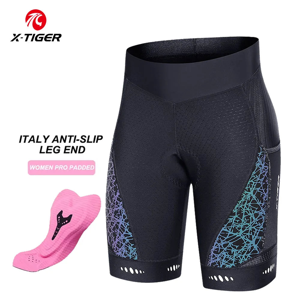 X-TIGER Women's Padded MTB Cycling Shorts – UPF 50 & Pockets