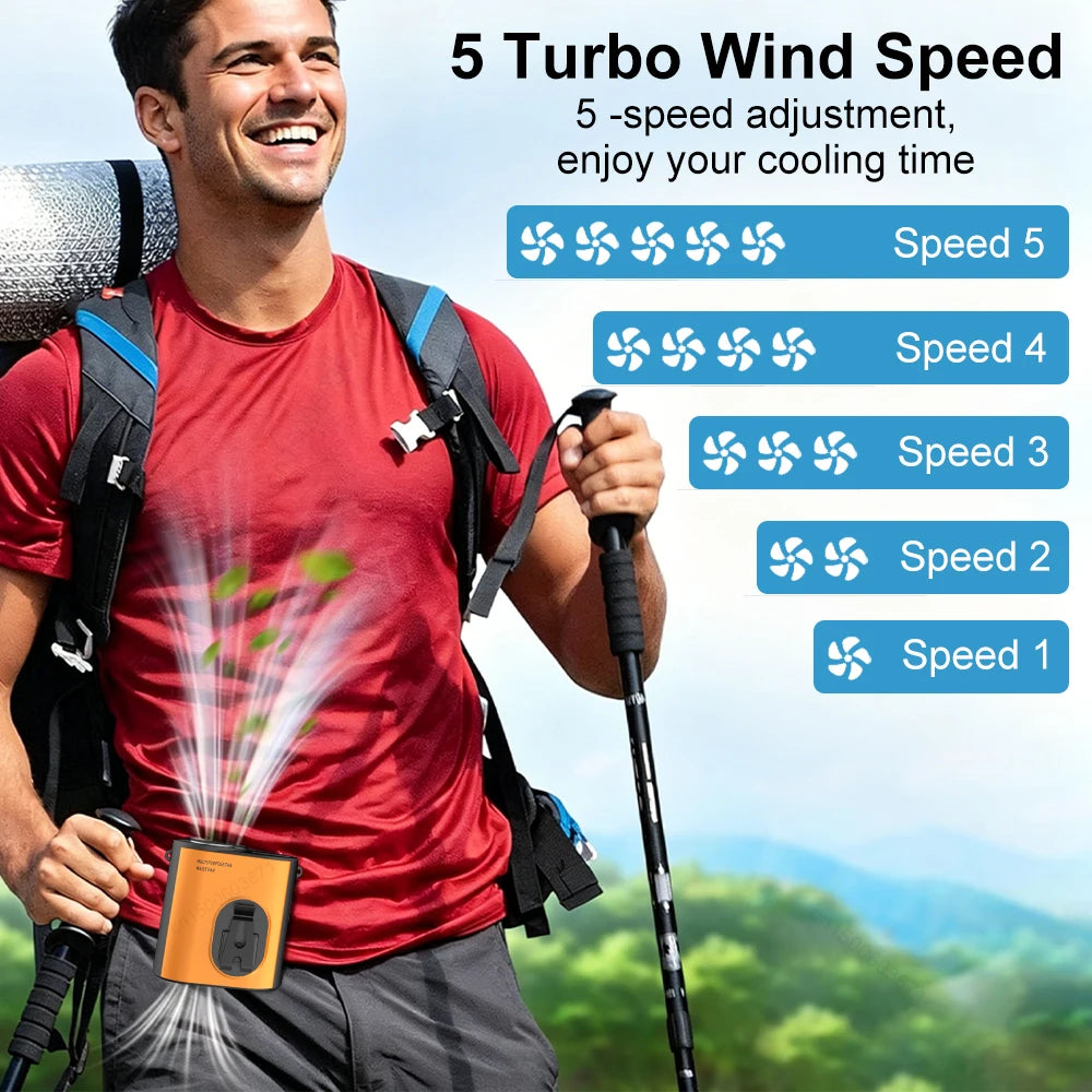 Portable Waist Fan Wearable Hanging Neck Fan for Outdoor Working Travel Bladeless Air Circulation Fan Mini Personal Desktop Fan Peaceful Pleasures Health and Wellness