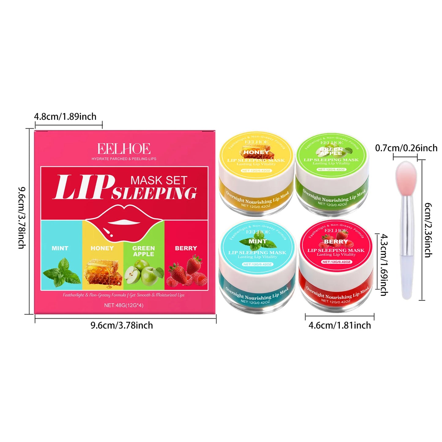 EELHOE 4-Flavor Lip Sleeping Mask Set – Hydrate & Repair Lips
