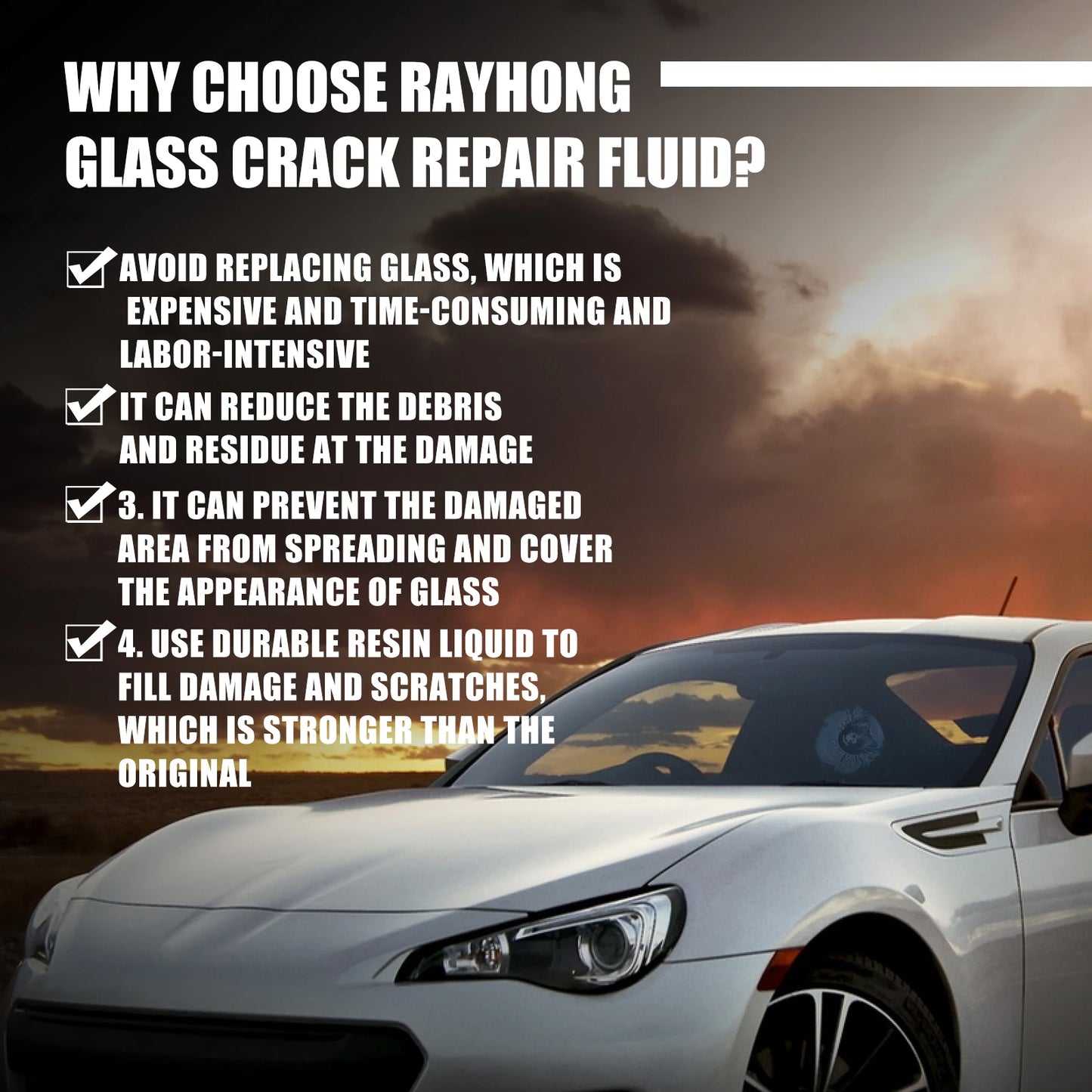 Rayhong 20ml UV Windshield Crack Repair Kit – DIY Auto Fix