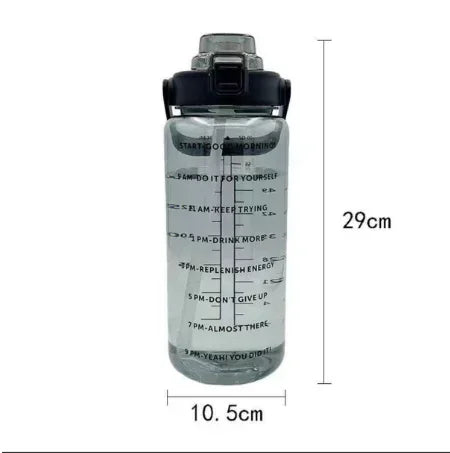 2L Motivational Water Bottle with Straw & Time Marker
