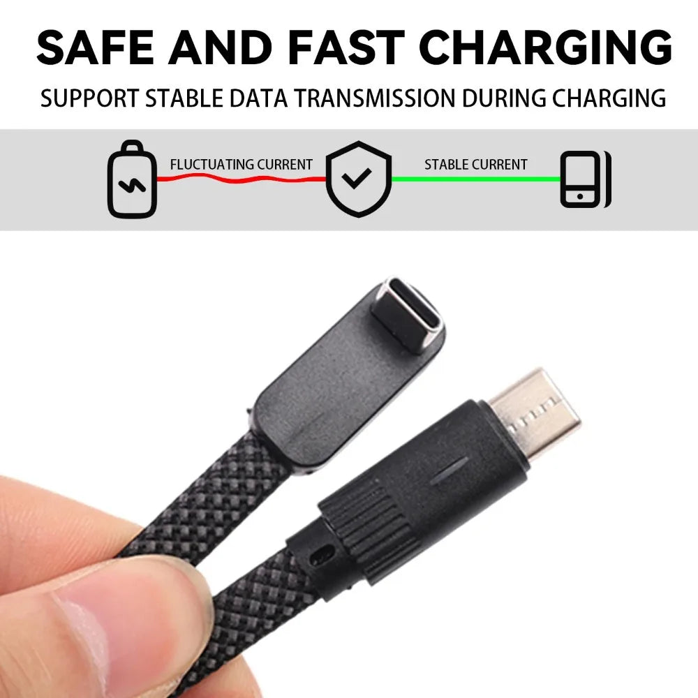 100W USB-C 90° Elbow Braided Fast Charging Cable – iPhone & Android