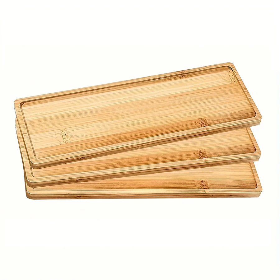 Bamboo Wooden Vanity Tray – Decorative Bathroom Countertop & Dresser Organizer (1, 2 or 3 Pack)