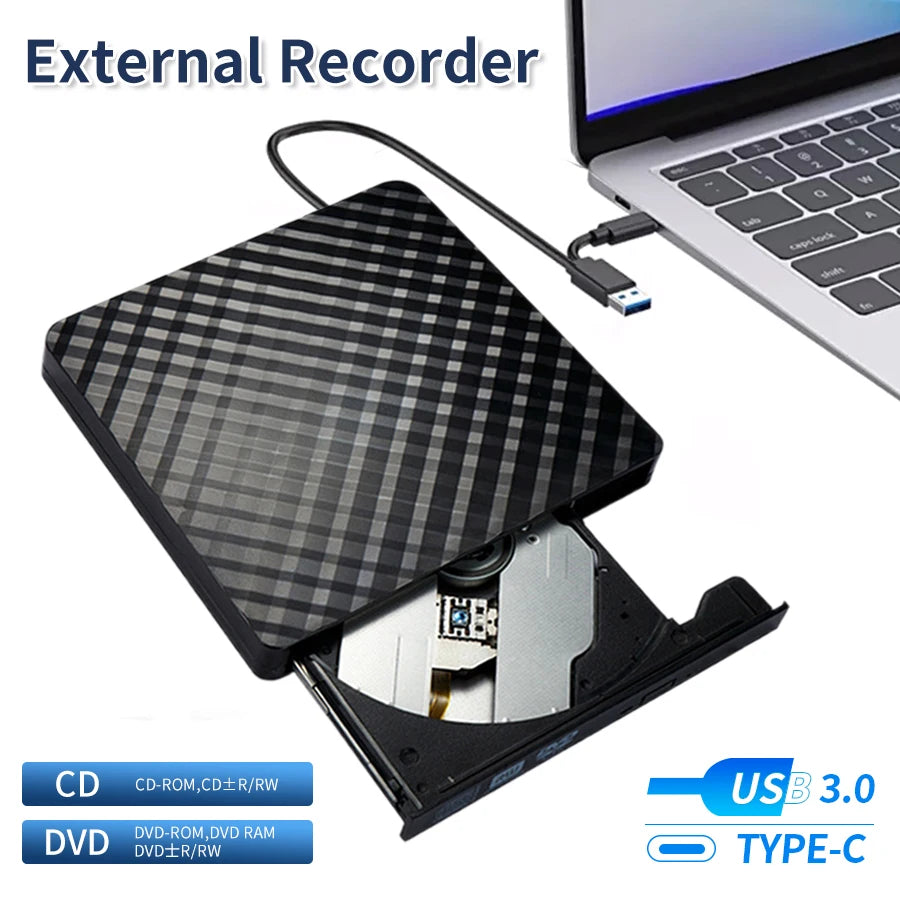 2 in 1 USB 3.0 Type C External DVD RW ROM CD Player Writer Reader Optical Drives for Laptop Desktop Computer Portable DVD Burner Peaceful Pleasures Health and Wellness