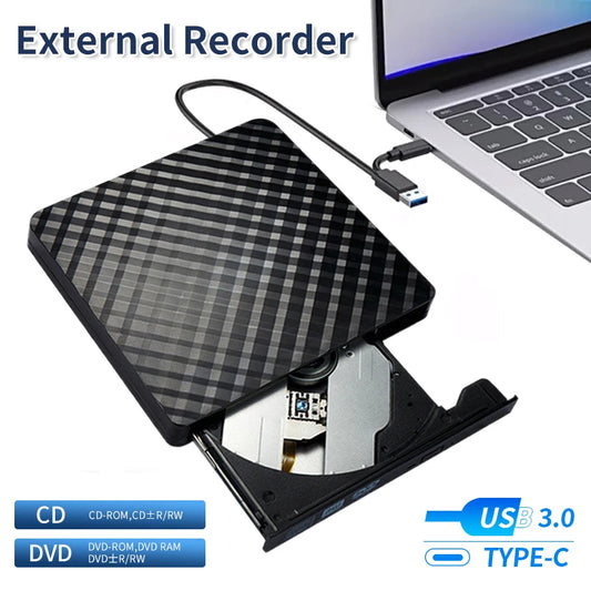 2 in 1 USB 3.0 Type C External DVD RW ROM CD Player Writer Reader Optical Drives for Laptop Desktop Computer Portable DVD Burner Peaceful Pleasures Health and Wellness
