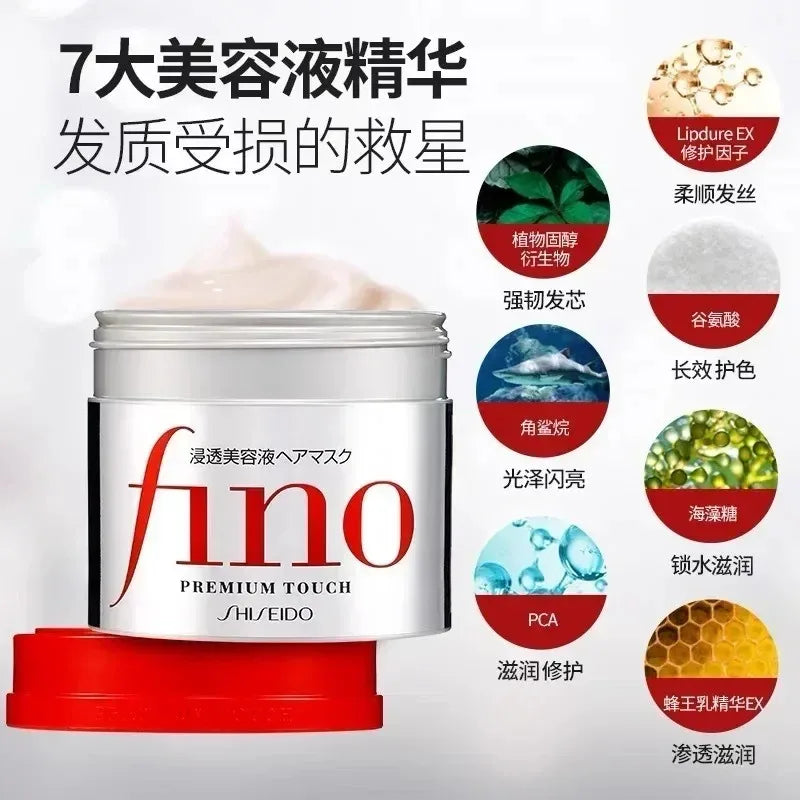Fino Shampoo Conditioner 550ml/Hair Mask 230ml Oil Control and Glowing Soft Improves Frizzy and Damaged Hair Peaceful Pleasures Health and Wellness
