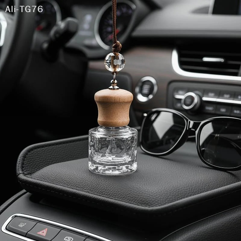 Glass Car Hanging Aromatherapy Diffuser Bottle | Wooden Cap