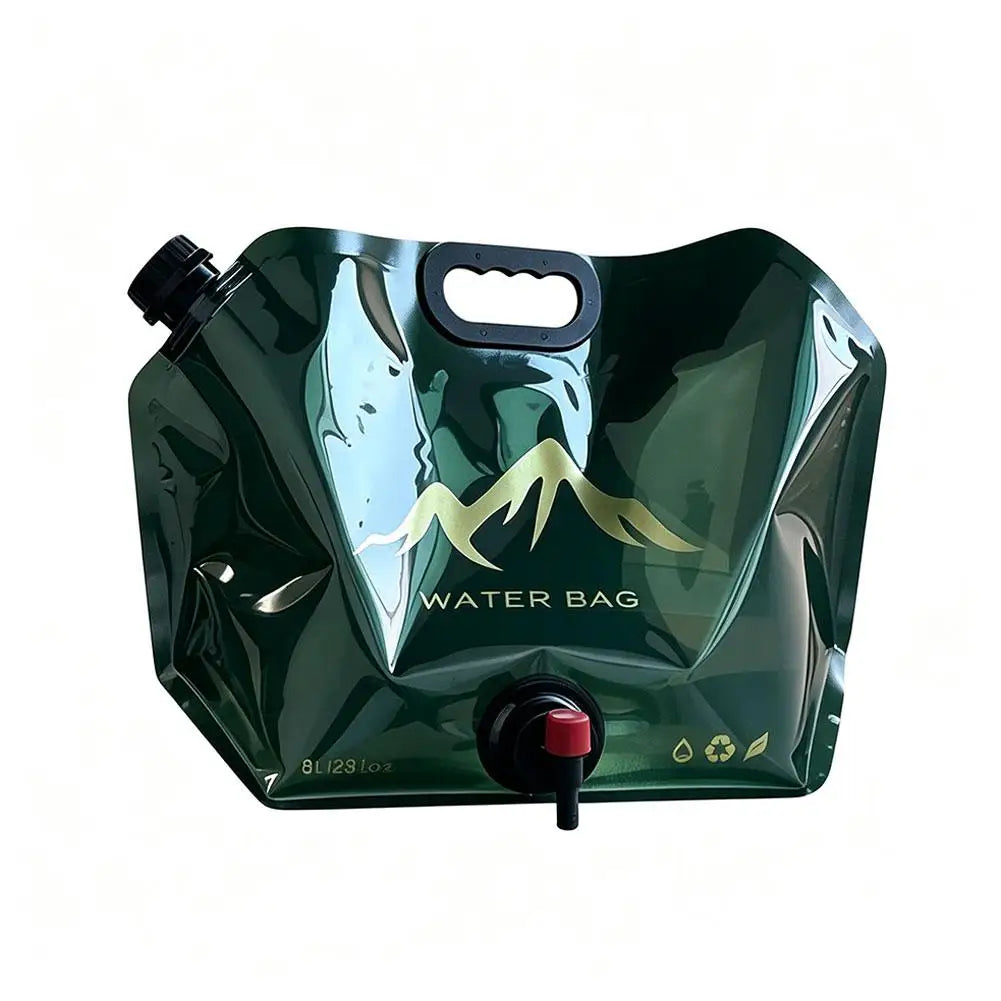 8L Water Bag Outdoor Large Capacity Water Storage BagThickened Foldable Camping Hiking Water Container with Tap Spigot Peaceful Pleasures Health and Wellness Green