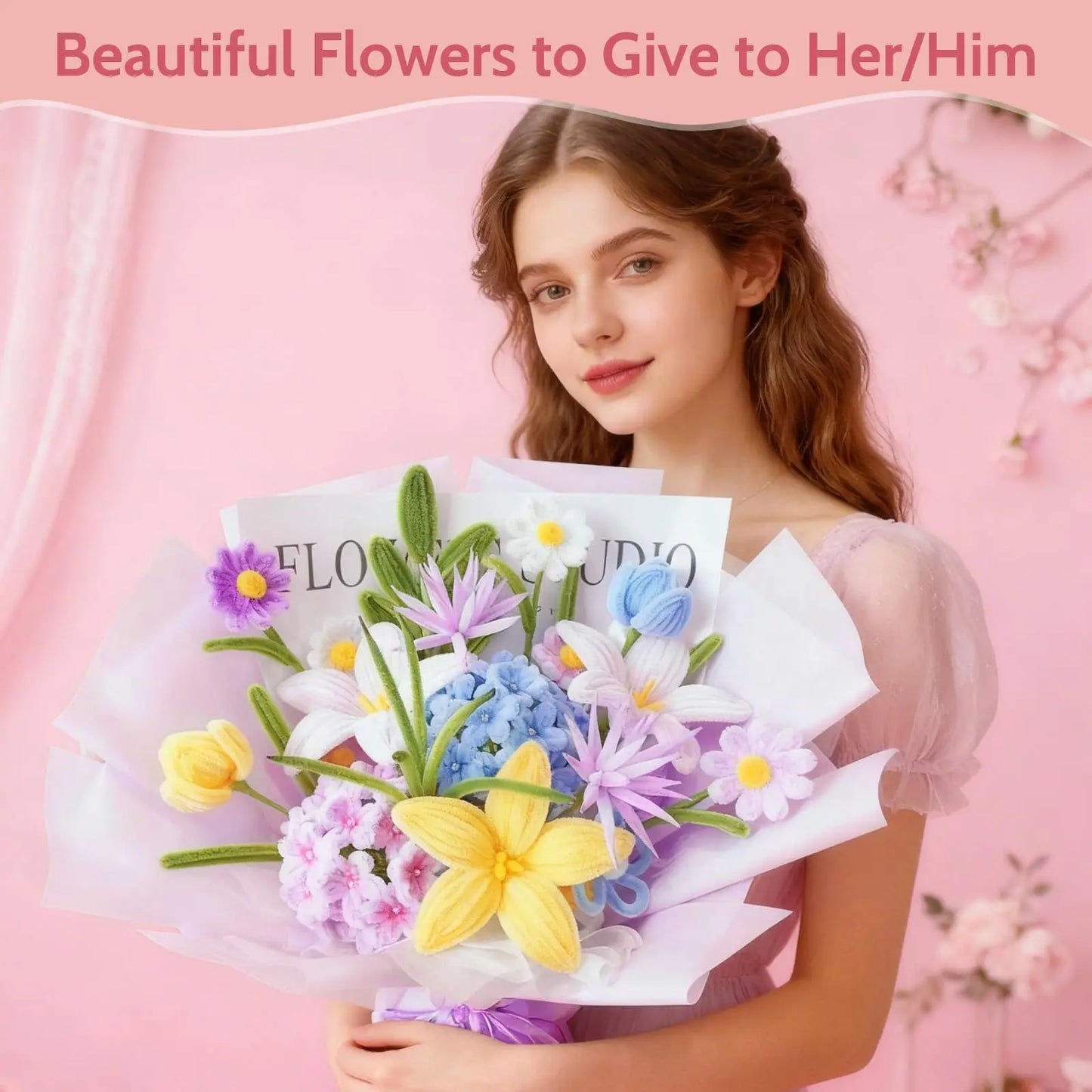 630PCS Pipe Cleaners Craft,Pipe Cleaners Flowers Kit with Handle,20 Colors Chenille Stems with Instruction,Art and Craft Supplie Peaceful Pleasures Health and Wellness