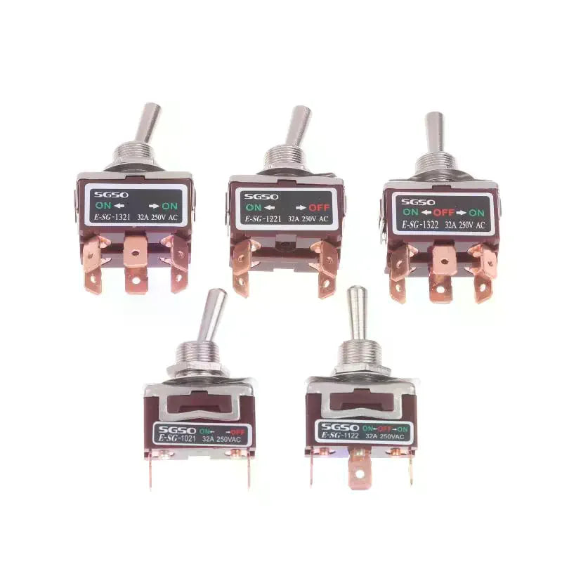 32A 250VAC Rocker Toggle Switch 2/3/4/6 Pin | Brass Screw