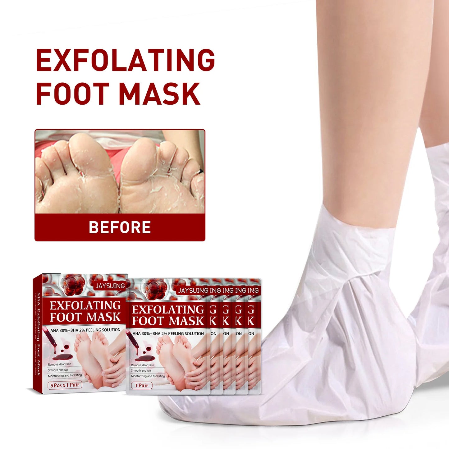 Exfoliating Feet Mask Sock Exfoliation Scrub for Feet Mask Remove Dead Skin Moisturizing Pedicure Anti Crack Foot Patch Spa 5PCS Peaceful Pleasures Health and Wellness