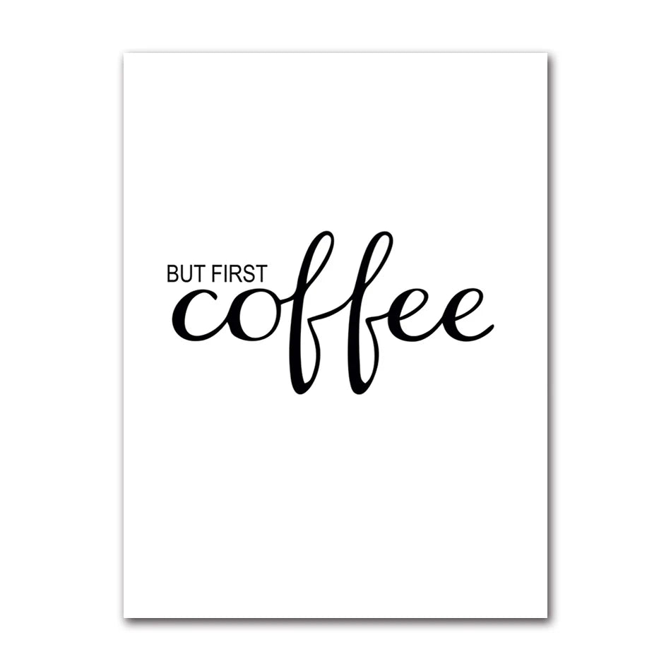 Kitchen Café Herbs & Coffee Quote Canvas Wall Art Print
