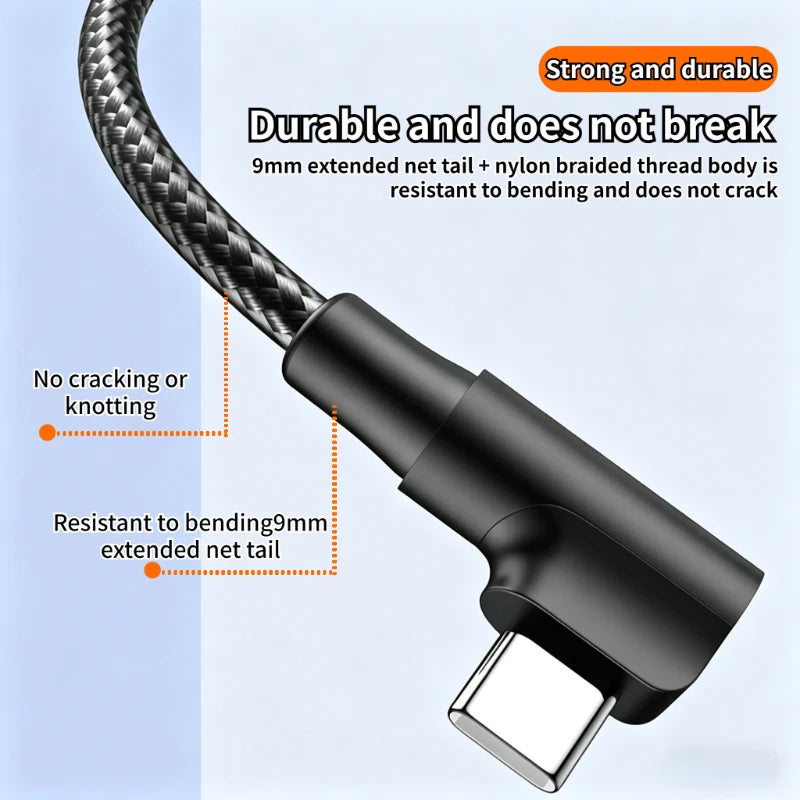 60W USB C To Type C PD 90-Degree Angle Gaming Fast Charging Cable Suitable For Type-C Interface Mobile Phone And Tablet Devices Peaceful Pleasures Health and Wellness