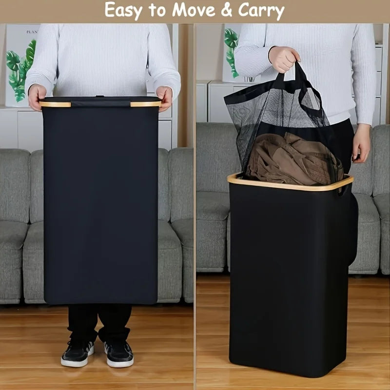Foldable Laundry Basket with Lid – Large Capacity Hamper