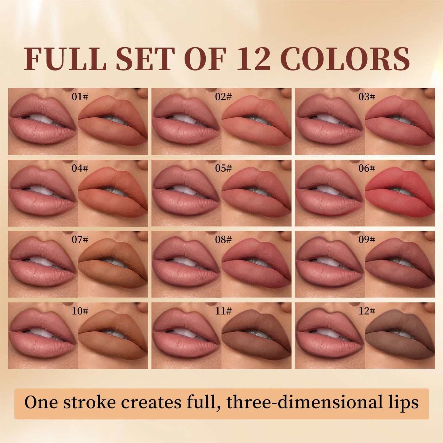 QIBEST 12pcs Lip Liner Pen Set Long-Lasting Waterproof Sweatproof Easy Coloring Non-fading Color Rendering Lipliner Set Makeup Peaceful Pleasures Health and Wellness