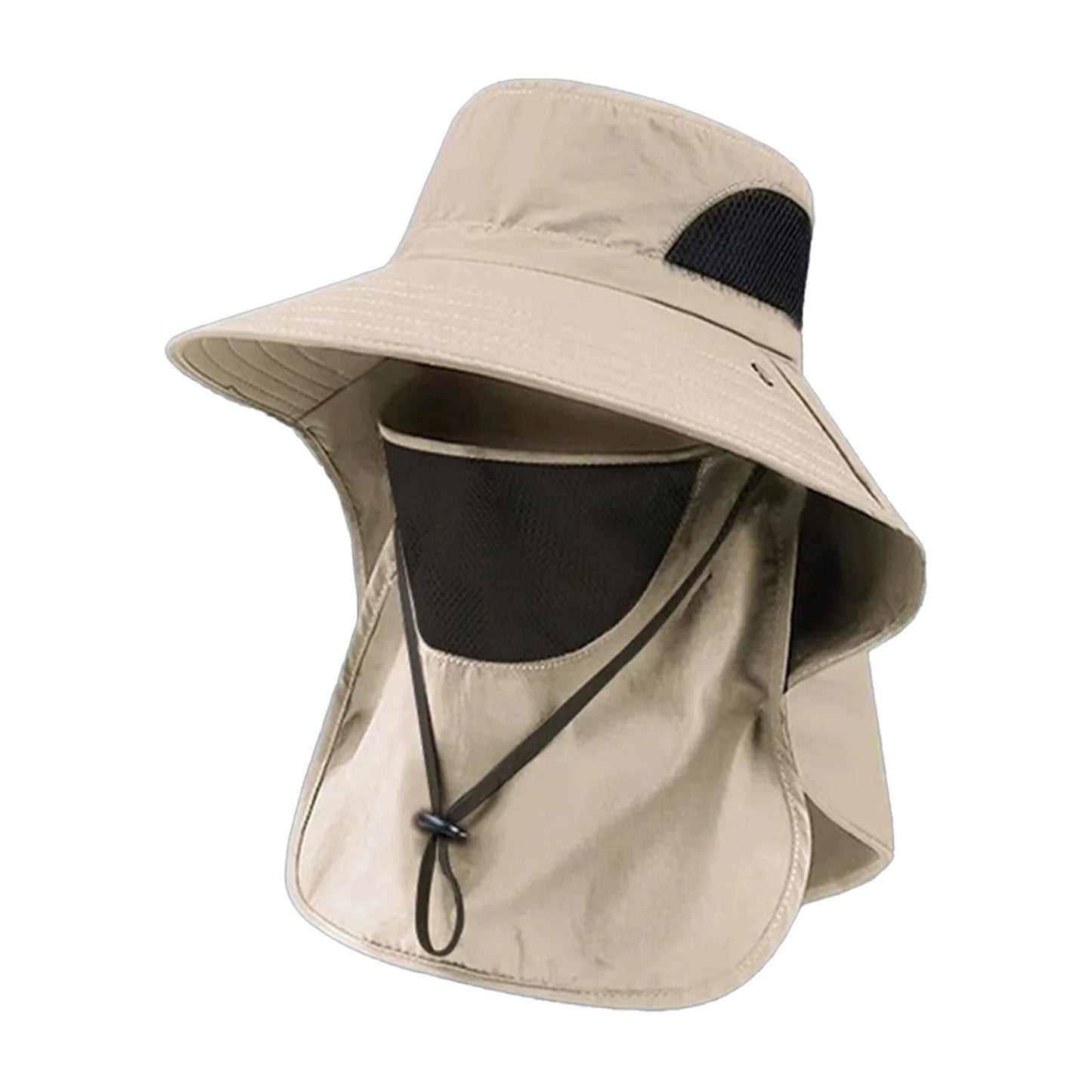 Women's Bucket Hat with Neck Cover Outdoor UV Sun Protection Wide Brim Hats for Pool Park Vacation Camping Peaceful Pleasures Health and Wellness Khaki