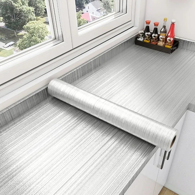 Brushed Steel Contact Paper – Peel & Stick Kitchen Wallpaper