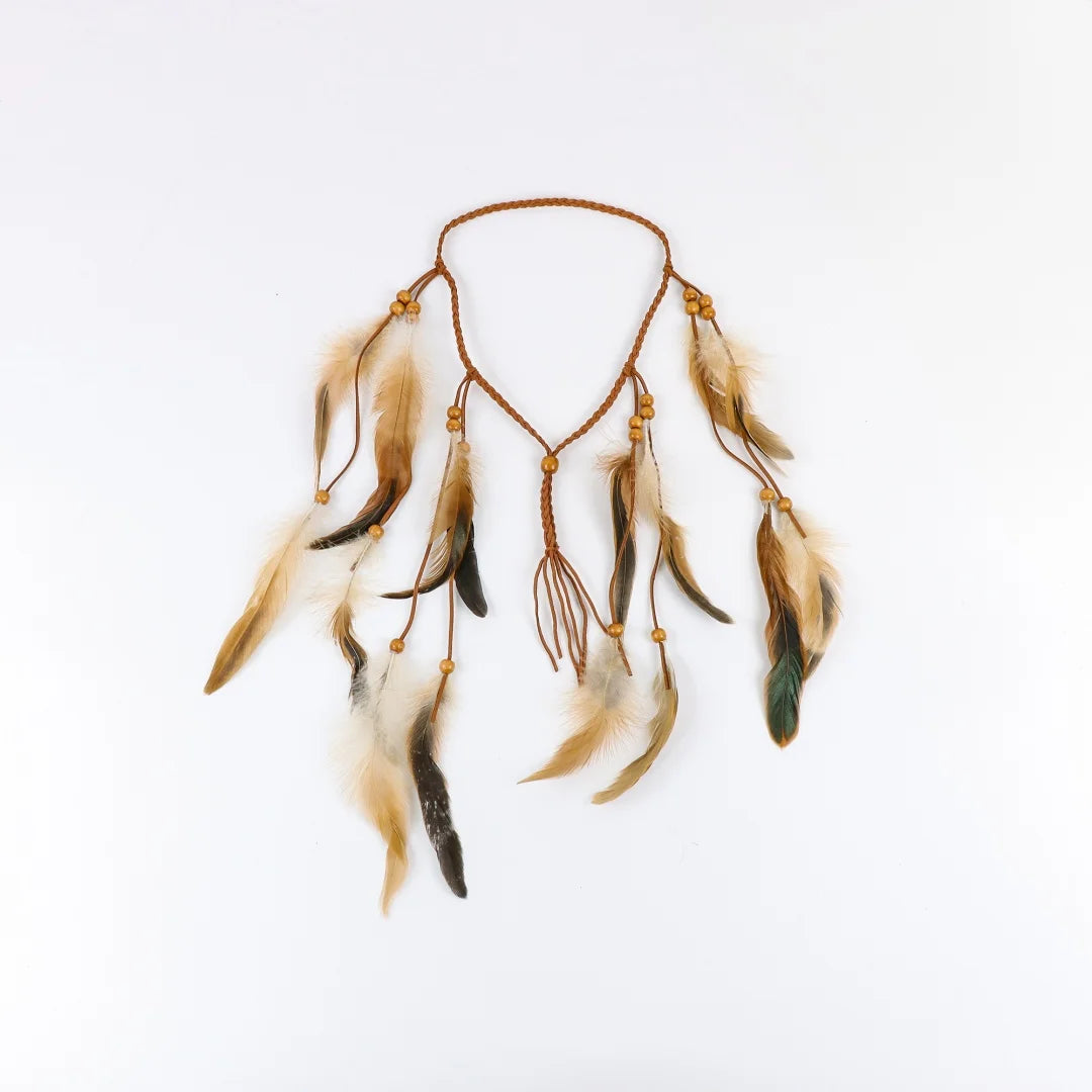 Bohemian Red Feather Headband Hippie Tribal Hair Accessory Festivals