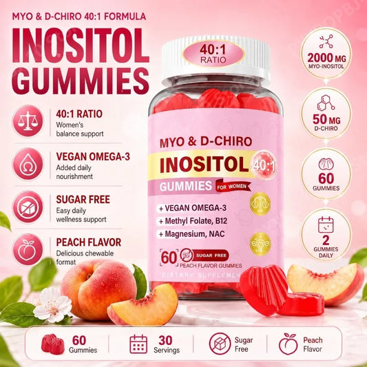 Inositol Gummies for Women 40:1 – Folate, B12, Magnesium & NAC Women's Supplement Gummies Peaceful Pleasures Health and Wellness