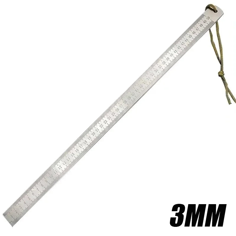 20 Inch Dual-Scale Stainless Steel Ruler Durable Thickened Quenched Steel with Random Lanyard Style Drawing & Measuring Peaceful Pleasures Health and Wellness 1
