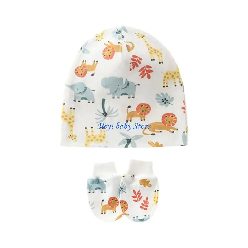 Newborn Baby Hat & Mittens Set | Soft Cotton, 0–3 Months