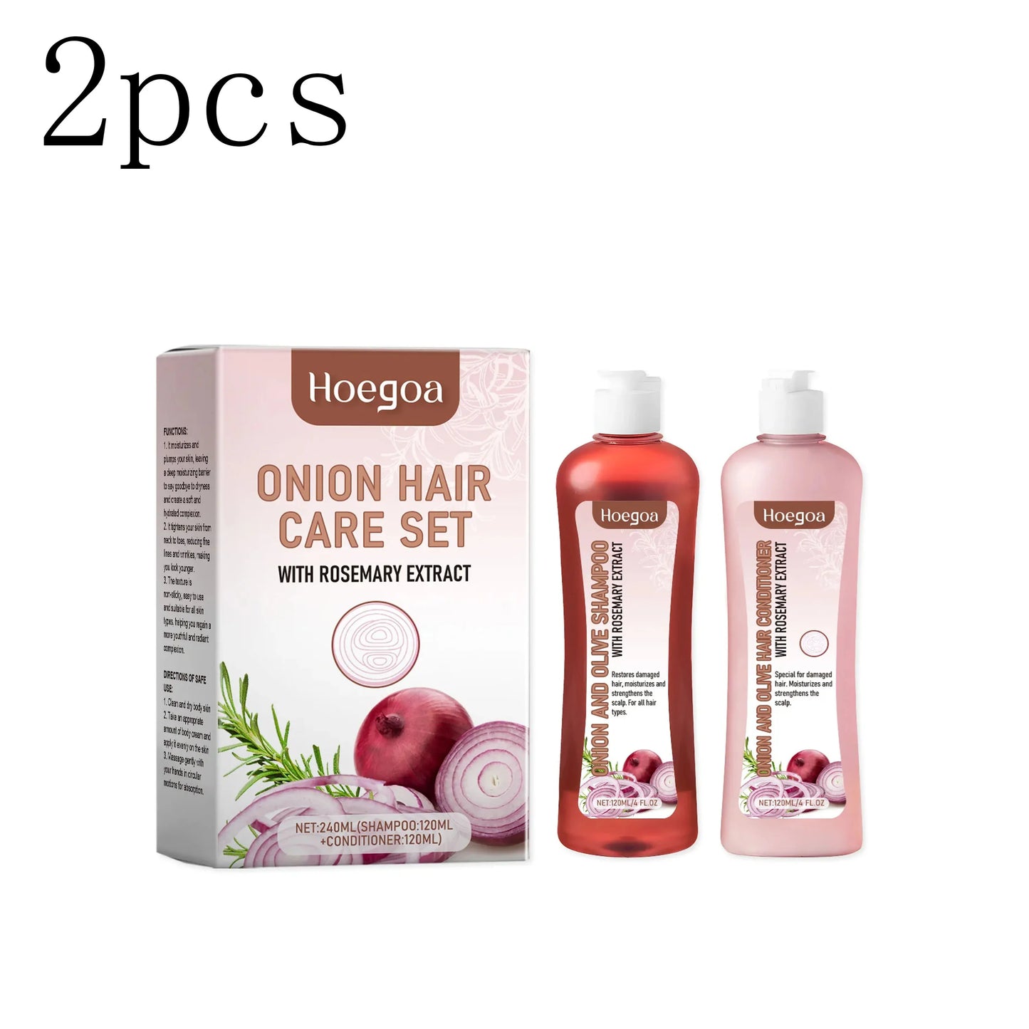 HOEGOA Onion & Rosemary Shampoo Set for Dry Frizzy Hair