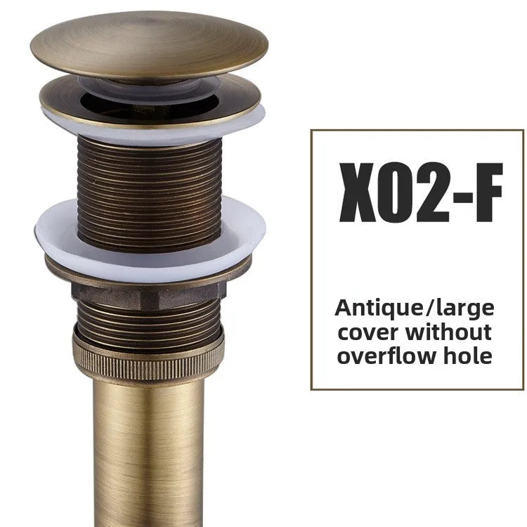 Brass Round Bottle P-Trap 1-1/4" with Pop-Up Drain – Antique Kit