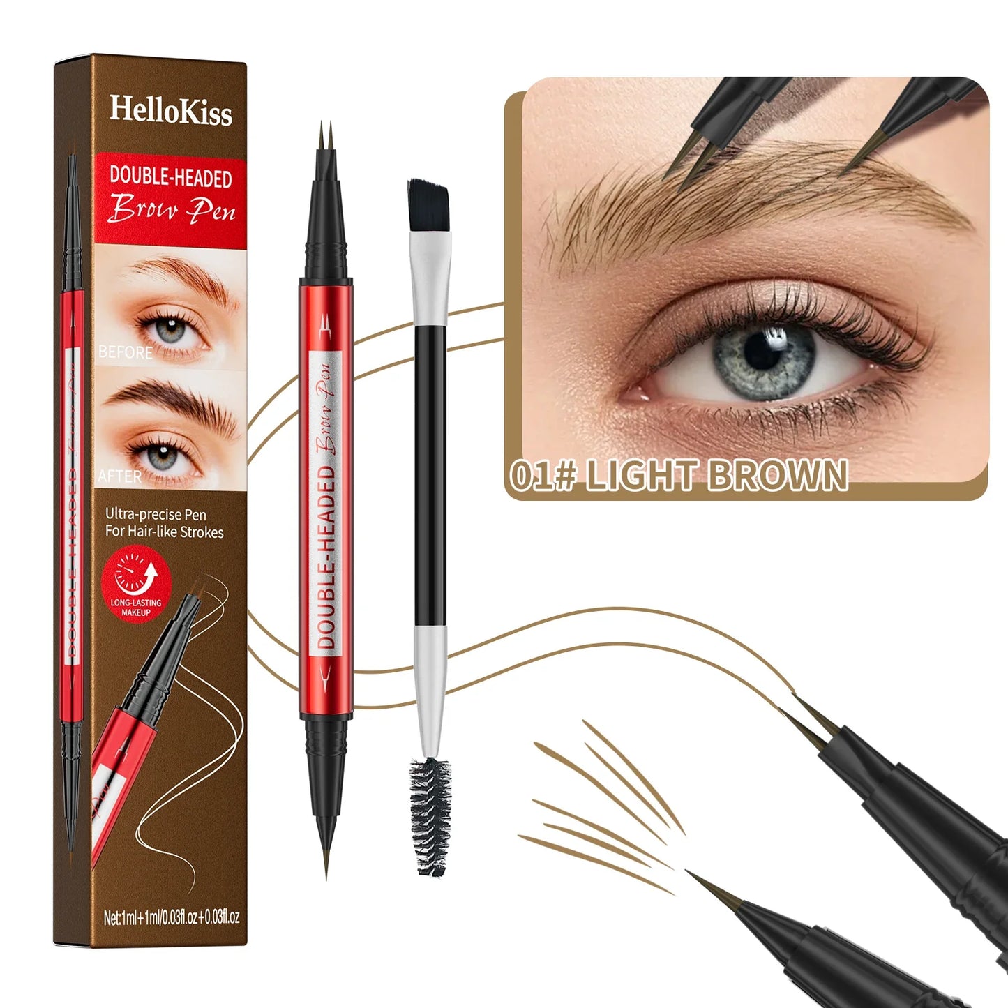 Hello Kiss Microblading Eyebrow Pen – Waterproof, 5 Colors