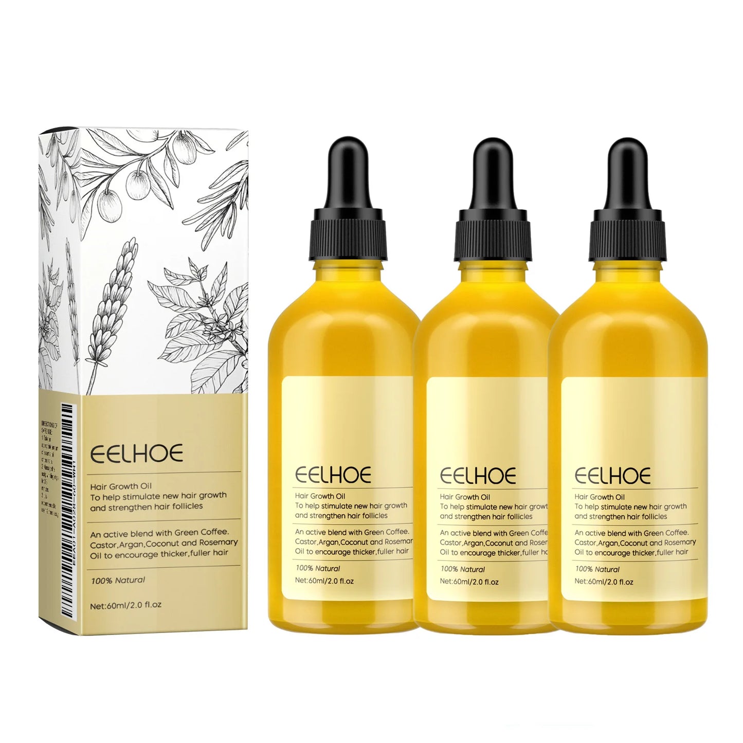 1/2/3pcs Natural Hair Growth Oil Rosemary Anti Hair Loss Regrowth Moisturizing Repair Anti Baldness Fast Hair Growth Serum Oil Peaceful Pleasures Health and Wellness 3PCS