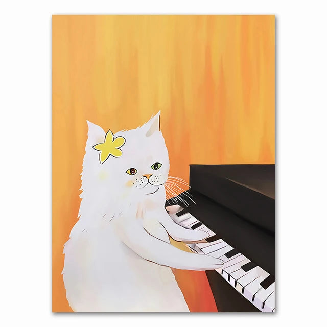 Wall Art Mural Modern Cartoon Cat And Dog Haircut Humor Poster Canvas Painting Hand-Painted Picture Printing Home Room Decor Peaceful Pleasures Health and Wellness 21 50x70cm Unframed