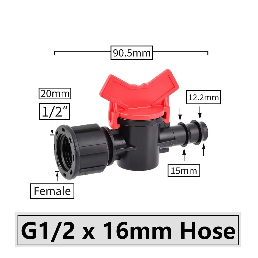 Connectors With 1/2 3/4 Inch Thread Drip Irrigation System Fitting 4/8/10/12/16/20/25mm Hose Barbed Mini Valve Garden Tap Barb Peaceful Pleasures Health and Wellness N