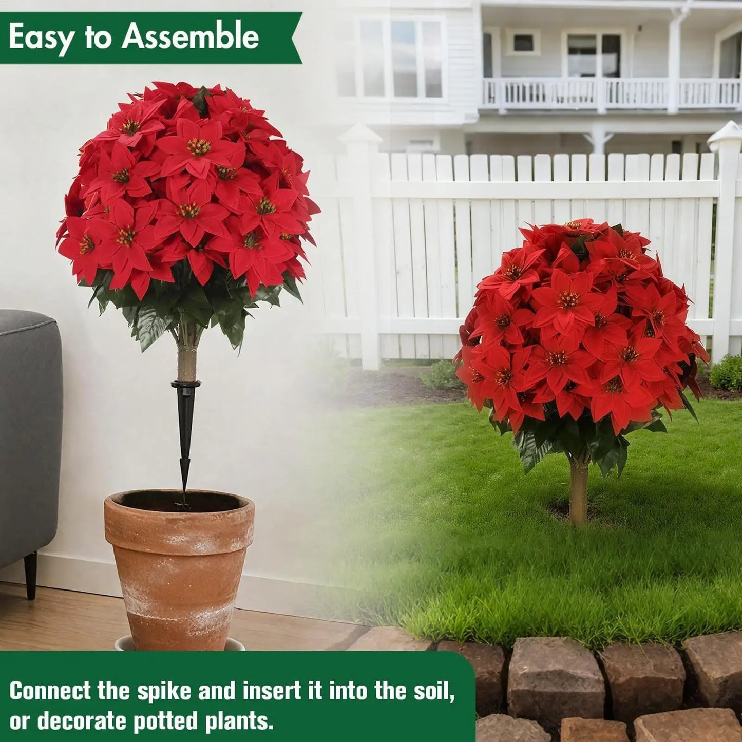 Cemetery Flower Holder With Stake Floral Vase Outdoor Yard Garden Decoration For Grave Memorial, Artificial Plants, Window Box Peaceful Pleasures Health and Wellness