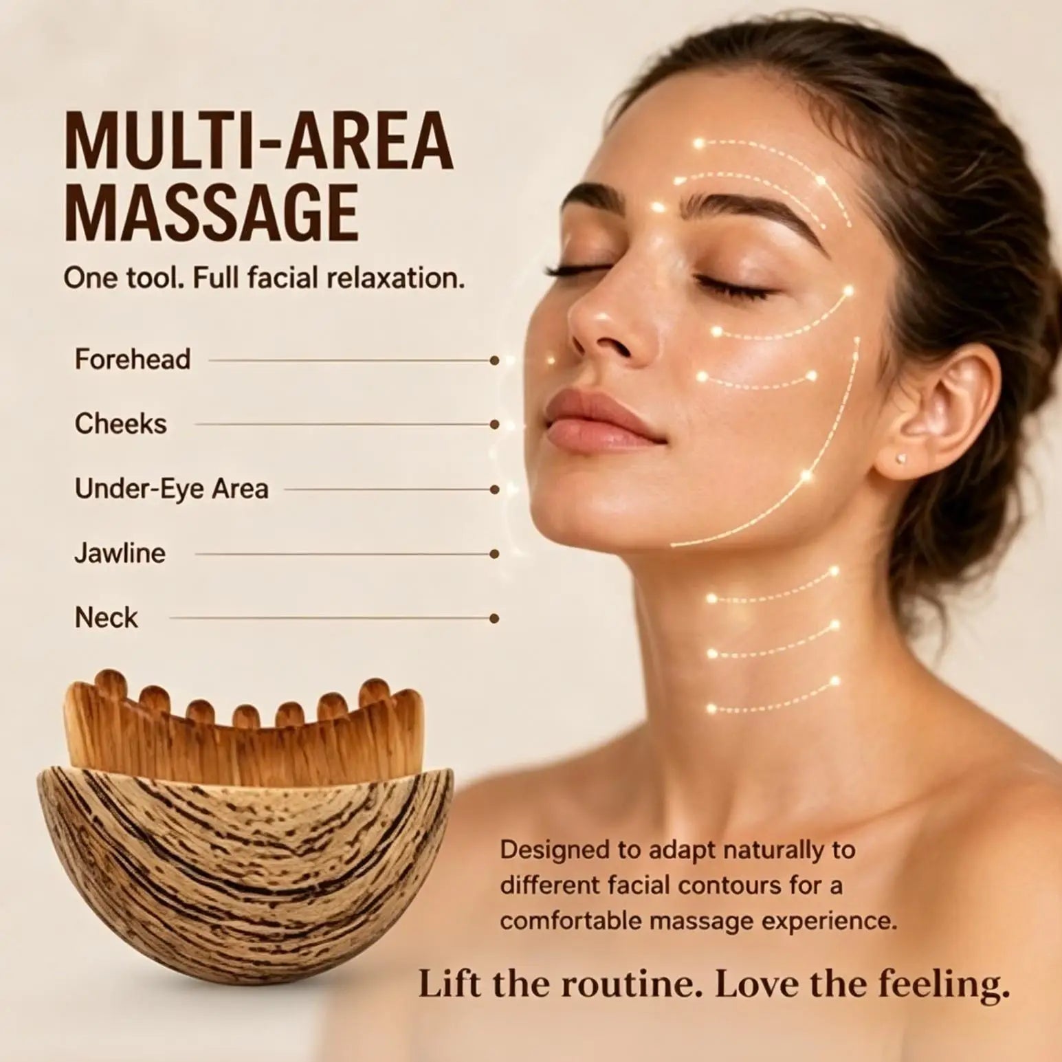Lymphatic Contour Face Brush Portable Gua Sha Massager For Face & Chin Sculpting Lymphatic Drainage Tool With Ergonomic Design Peaceful Pleasures Health and Wellness