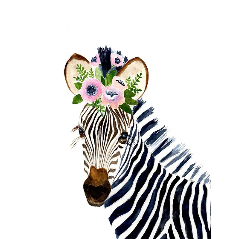 Watercolor Safari Animals Canvas Wall Art | Nursery Decor