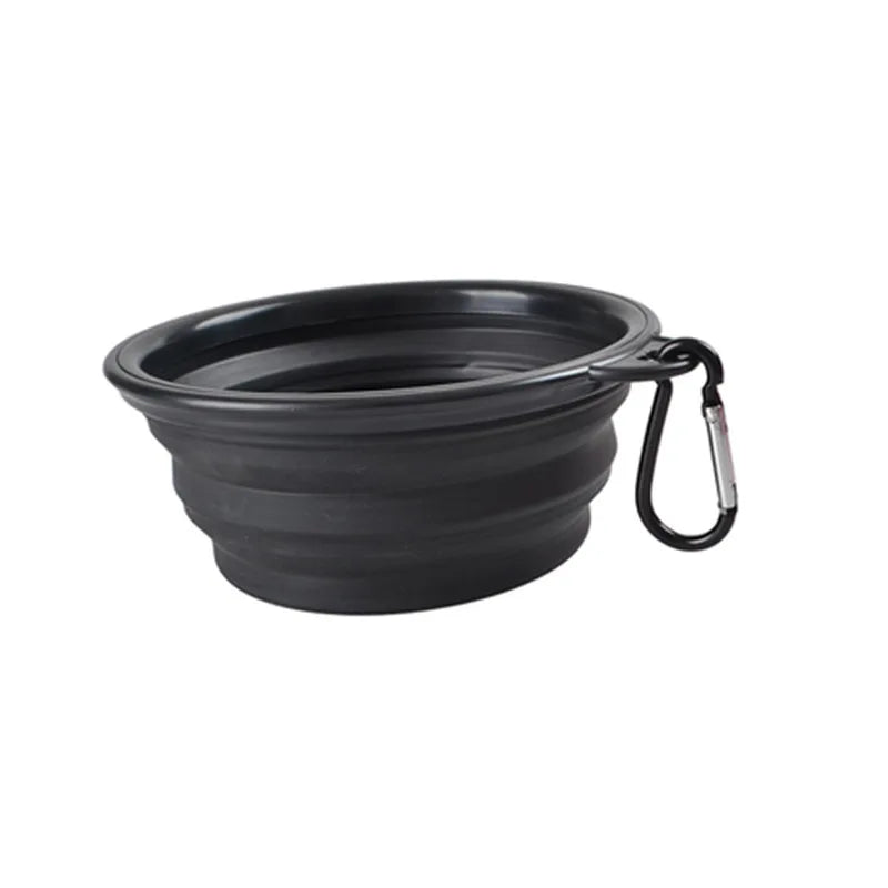 Foldable Silicone Pet Travel Bowl with Carabiner – Dogs & Cats
