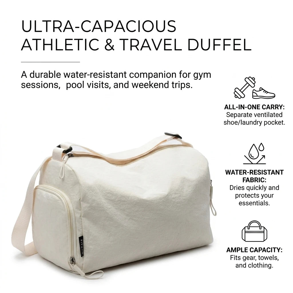 Large Capacity Gym Bag Travel Training Bag Waterproof Handheld Shoulder Bag for Fitness and Outdoor Use Peaceful Pleasures Health and Wellness